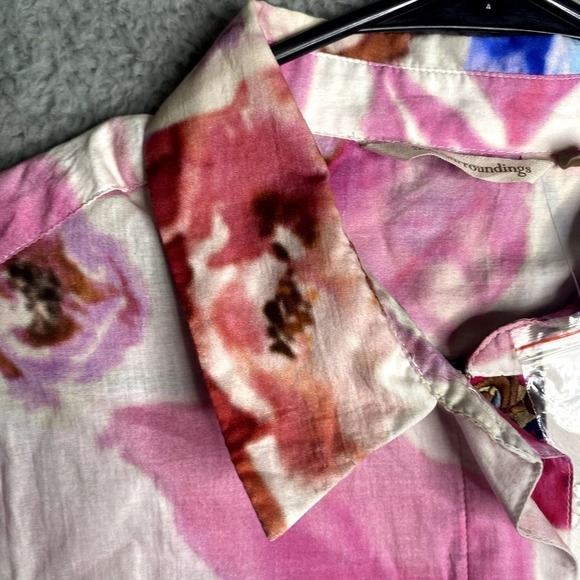 NWT Soft Surroundings roll tab button down artsy art to wear floral abstract M - Picture 10 of 16